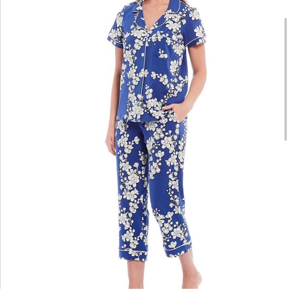 BedHead Shadow Blossom Floral Print Knit Cropped Pajama Set